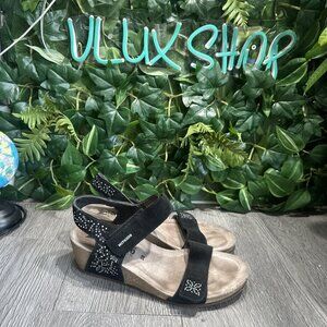 Mephisto Women's Maria Spark Wedge Sandal - Black, Size 7 US